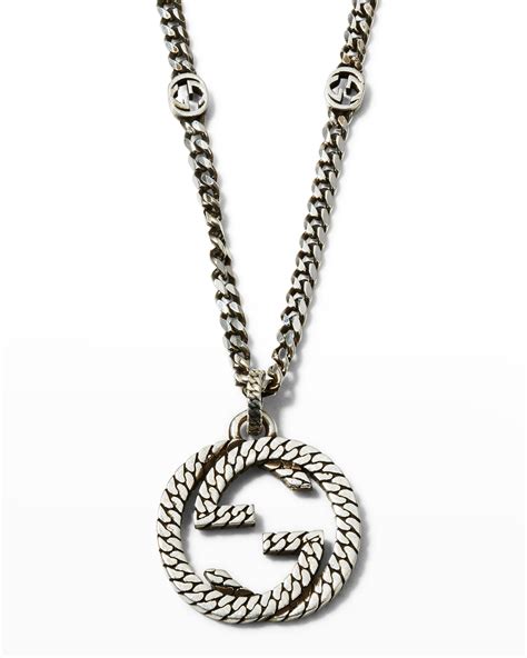 gucci necklace mens silver|Gucci link necklace men.